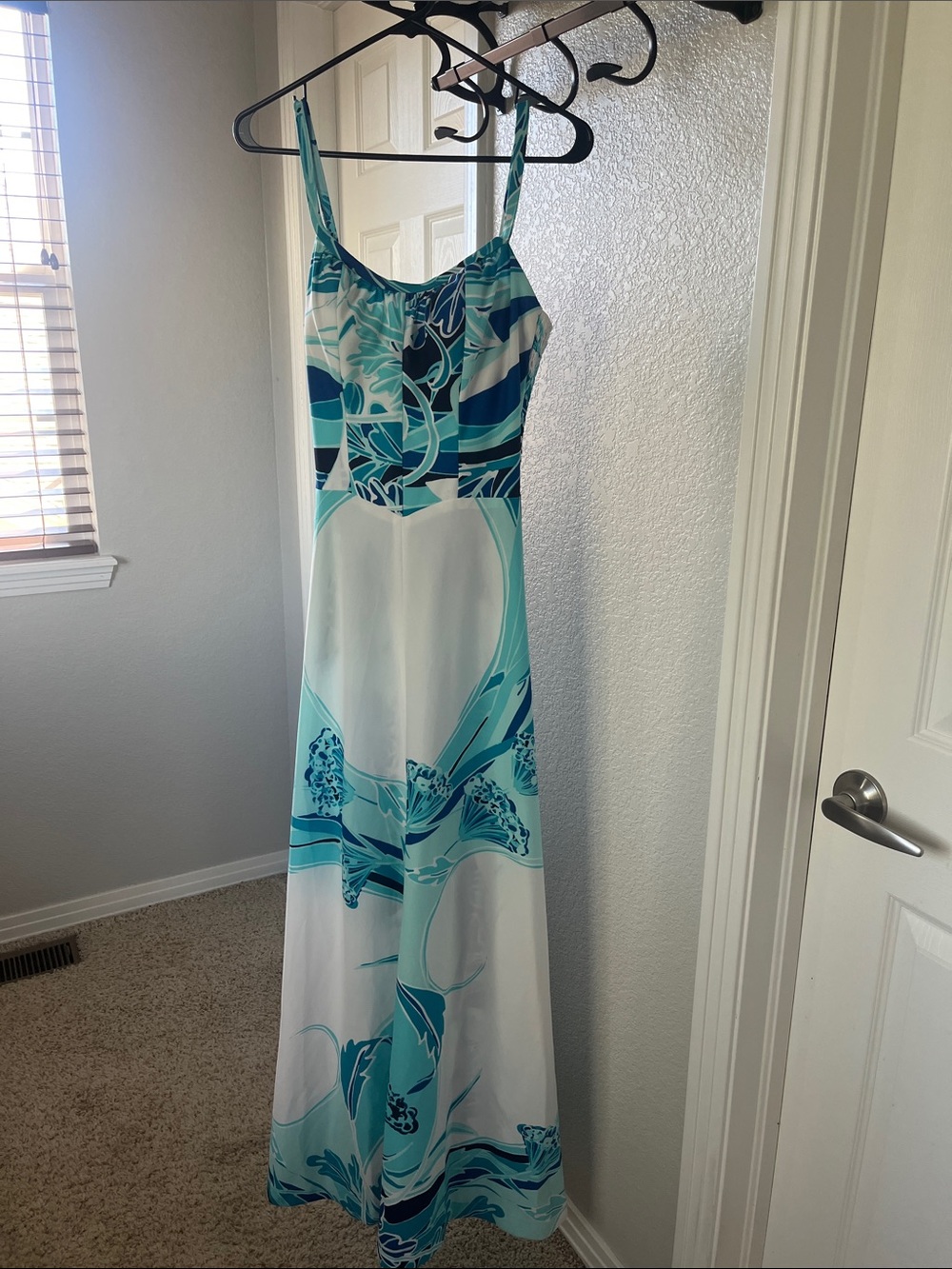 VTG 60s MalaMa LIBERTY HOUSE Hawaii Blue and White Maxi Dress
